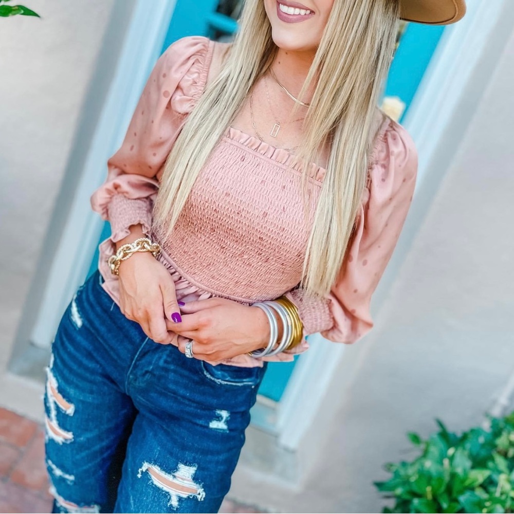 NWOT Dusty Pink Ruffle Boutique Top